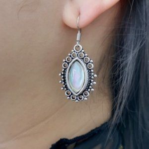 Brand New Moonstone Opal and Silver Plated Drop Earrings